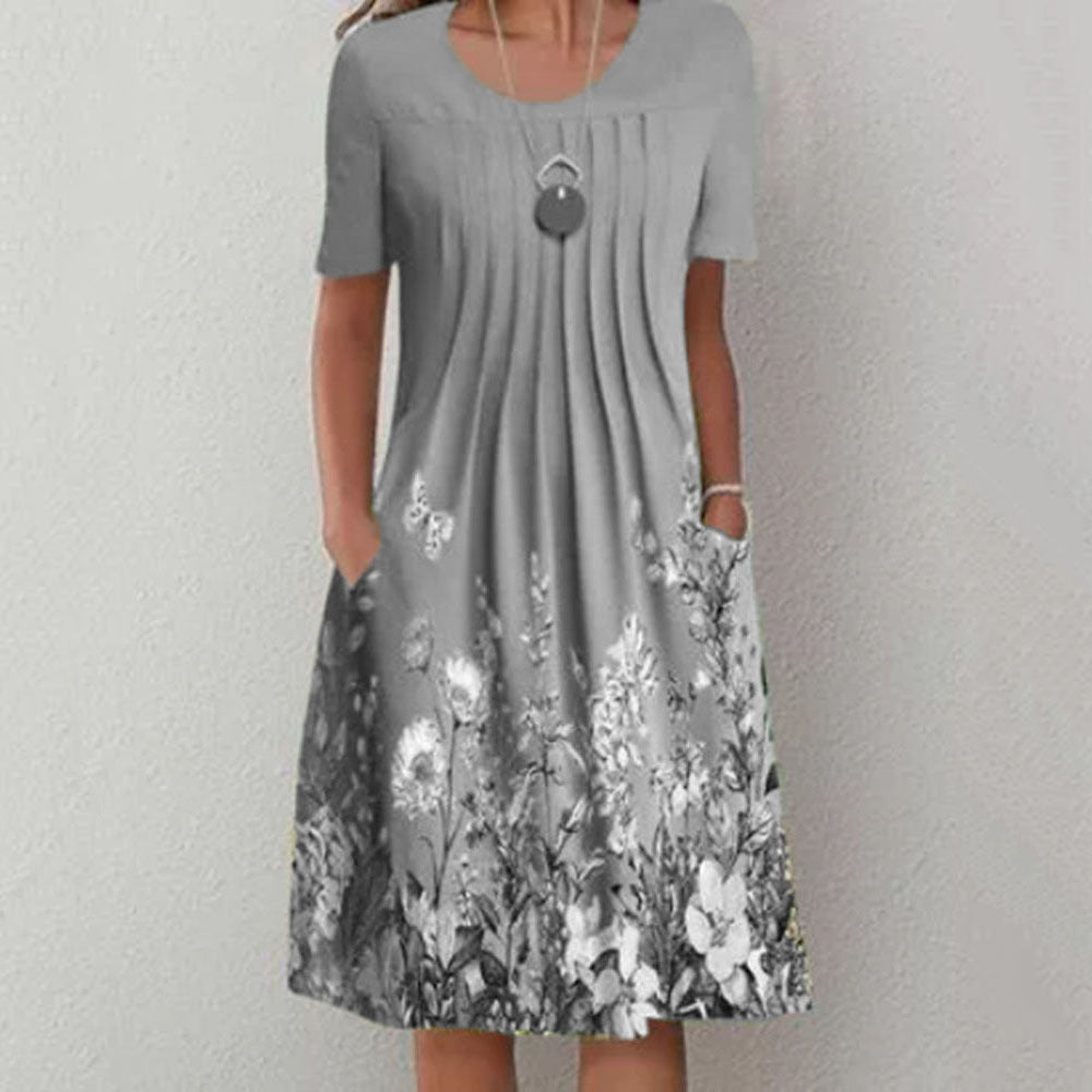 🦋 【S-3XL】Nova ženska obleka z okroglim izrezom in potiskom (S-3XL). 3705813