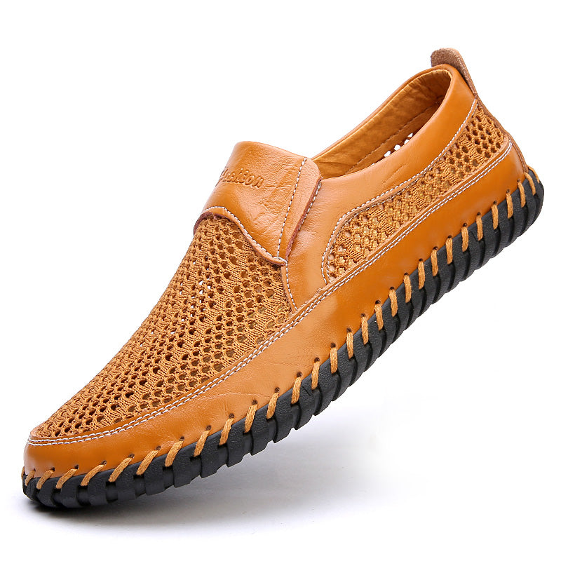 【38-48】👞Novi moški mrežasti usnjeni čevlji za pomlad in poletje - velika velikost - pravo goveje usnje, odporni na znoj in vonjave, zračni in udobni