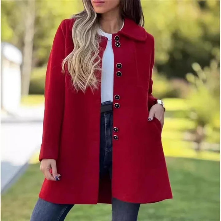 Elegancki wełniany płaszcz damski na zimę 2025 w nowym stylu