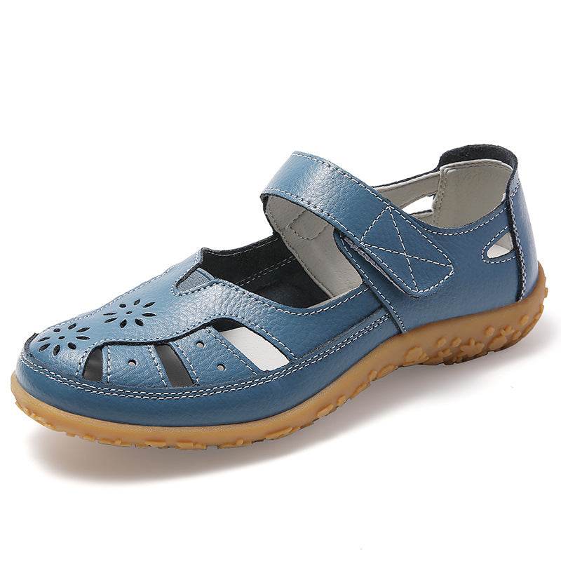 👡【36-42】Dámské elegantní a pohodlné ploché ortopedické sandály, vyrobené z měkké pravé kůže, pohodlné a prodyšné.