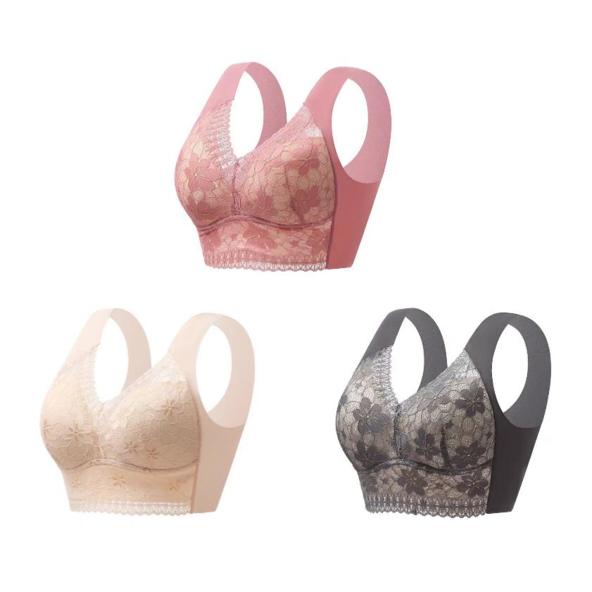 🔥【3 kosi】💕🎁【40kg-100kg】Zračen nastavljiv brezšivni modrček iz ledene svile za velike velikosti