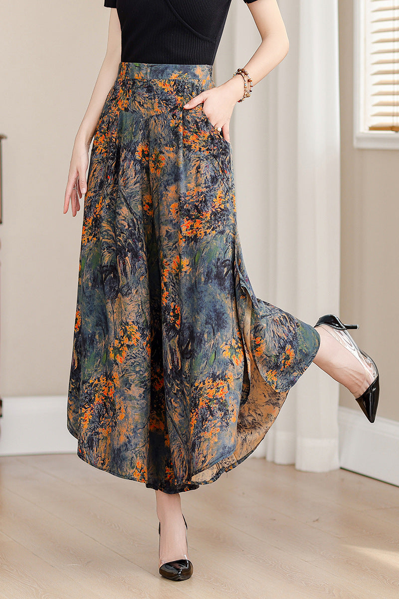 【40-120kg】🌻Nove poletne široke hlače z visokim pasom in velikimi potiski