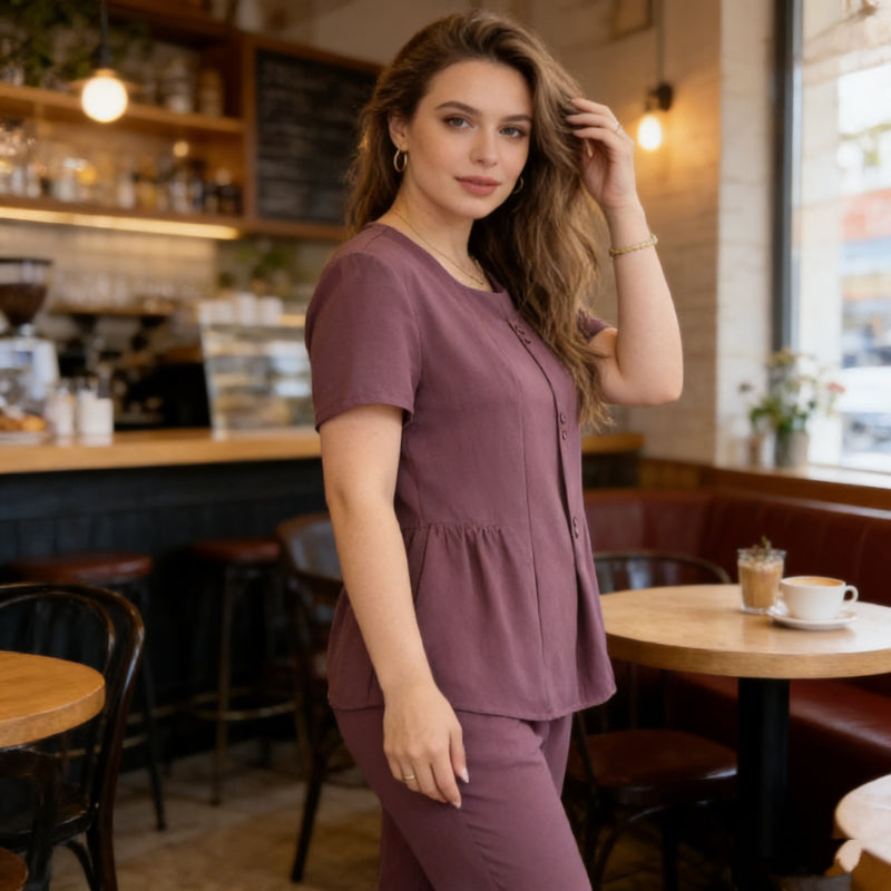 🔥 Dvoudílná sada pro ženy (halenka + kalhoty) - ležérní, elegantní, plus size, moderní styl pro zralé ženy