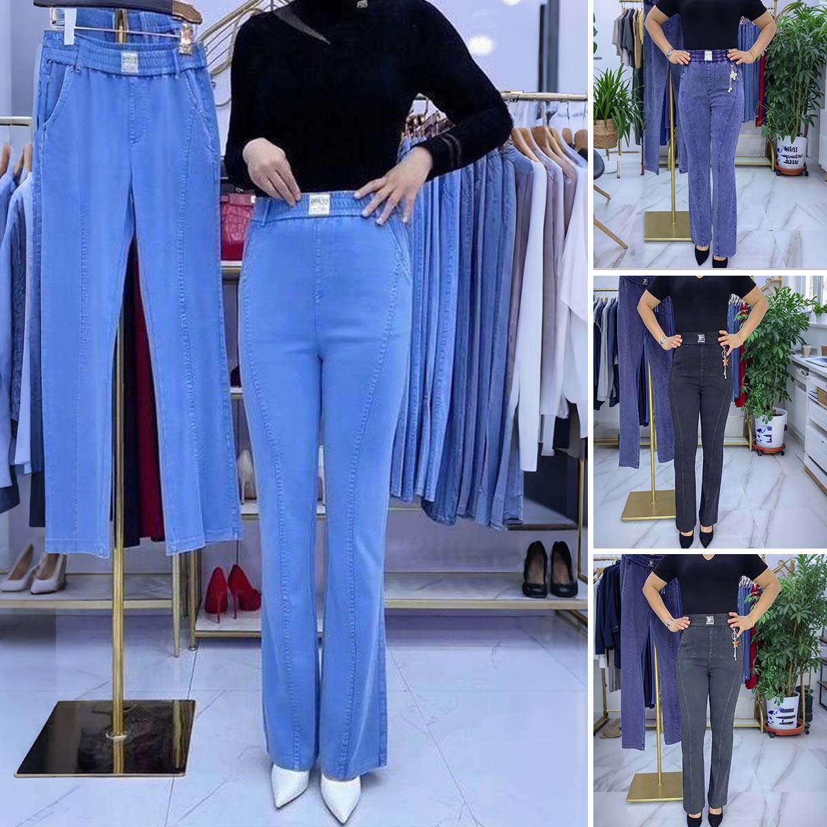 🏆👖【S-4XL】Ženske raztegljive kavbojke z visokim pasom