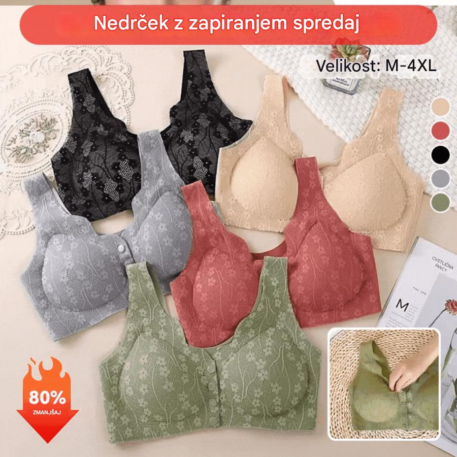 😍【4-delni paket】Ženski nedrček brez žic z gumbi na sprednji strani❤️【40-100kg】