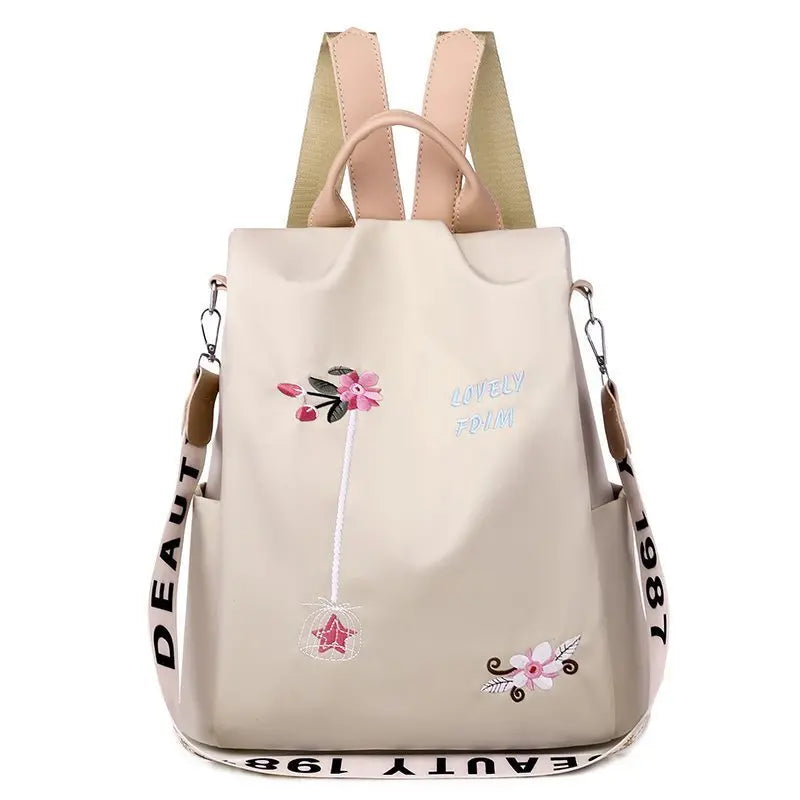 Mochila de viaje antirrobo bordada de gran capacidad