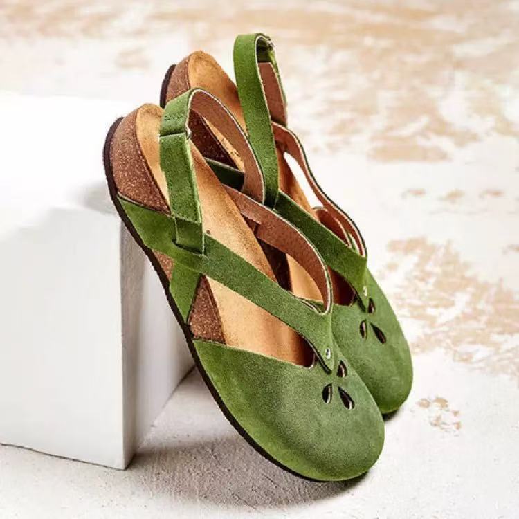✨✨【Oferta limitada】【35–44】Sandalias recreativas de cuero de alta calidad 2026 ✅ Punta redonda ✅ Suela plana