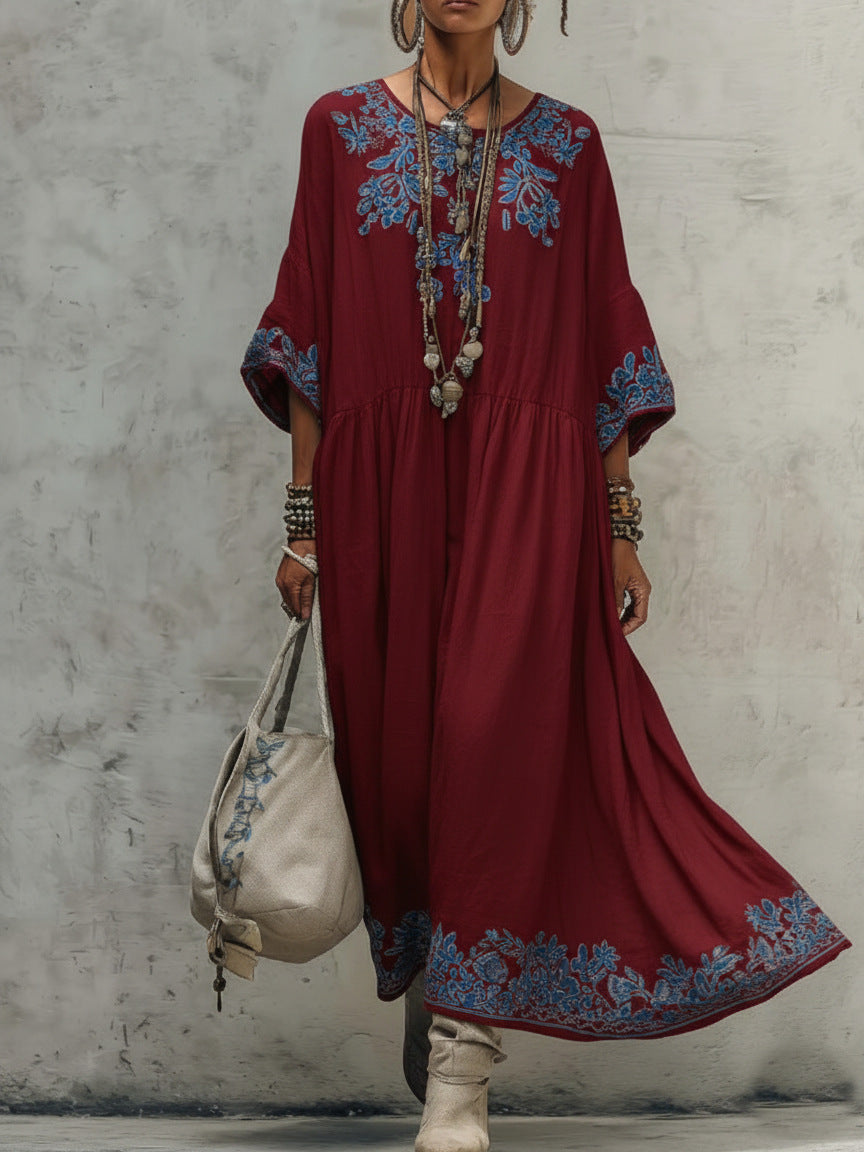👗🌺Elegantní šaty s potiskem - Působivý potisk, který dodává šatům jedinečný styl.