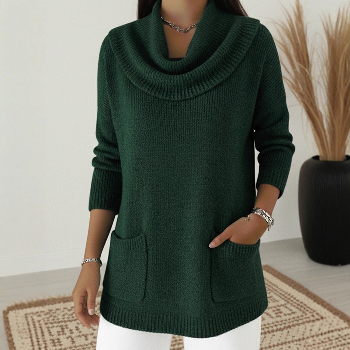š§¶š„ Nuevo suĆ©ter de mujer de un solo color con bolsillo para otoƱo e invierno - Ā”REBAJAS!_4214838