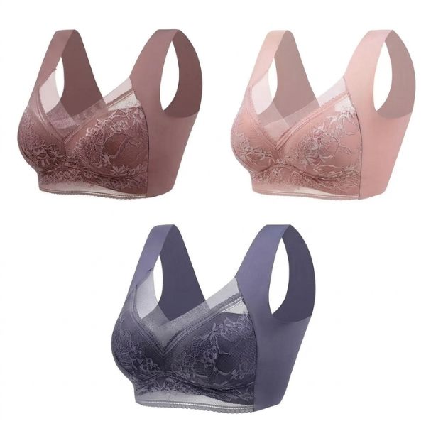 🔥👙【Sleva 50 %】【Sada 3 ks】✨ Dámská krajková podprsenka bez kostic s vysokou oporou