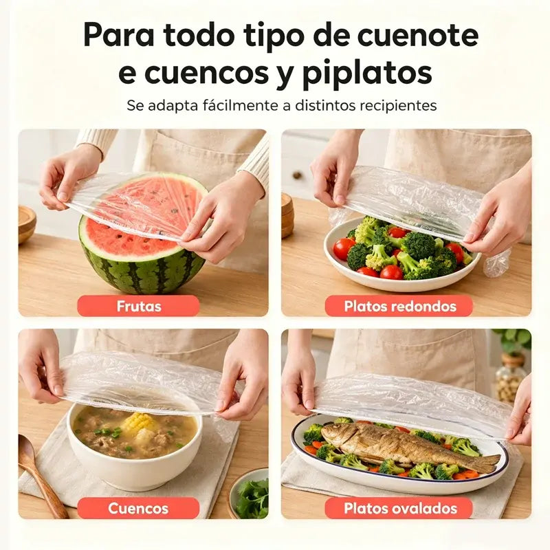🥗✨ 300 Fundas Desechables para Alimentos | Cubiertas Elásticas para Platos, Cuencos y Recipientes