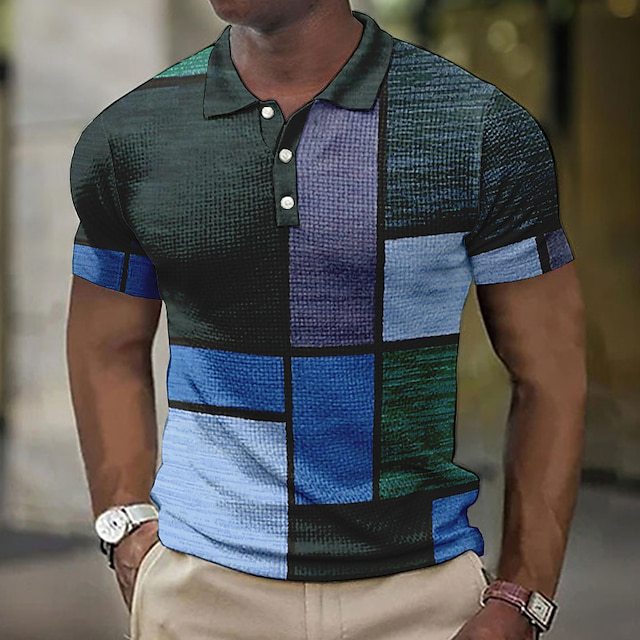 💥👕【S-5XL】Moška polo majica za prosti čas z geometrijskim potiskom 2026