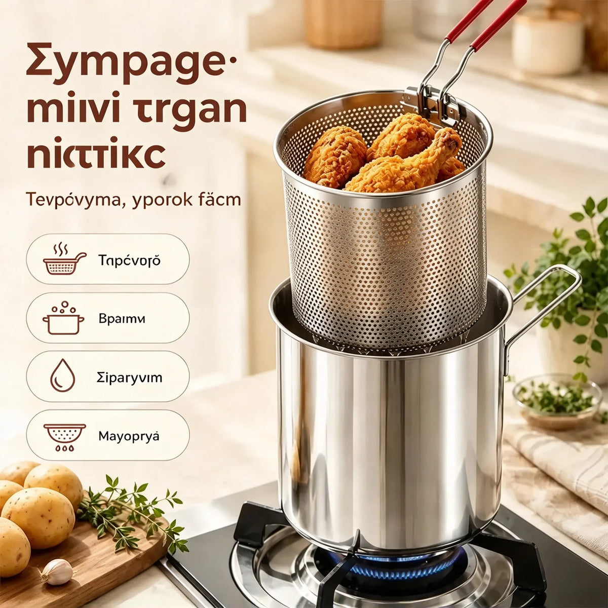 🔥 Τελευταία μέρα! Μισή τιμή! | Πολυλειτουργική φριτέζα από ανοξείδωτο ατσάλι 304 | Απλό, γρήγορο και ξέγνοιαστο μαγείρεμα 🍳