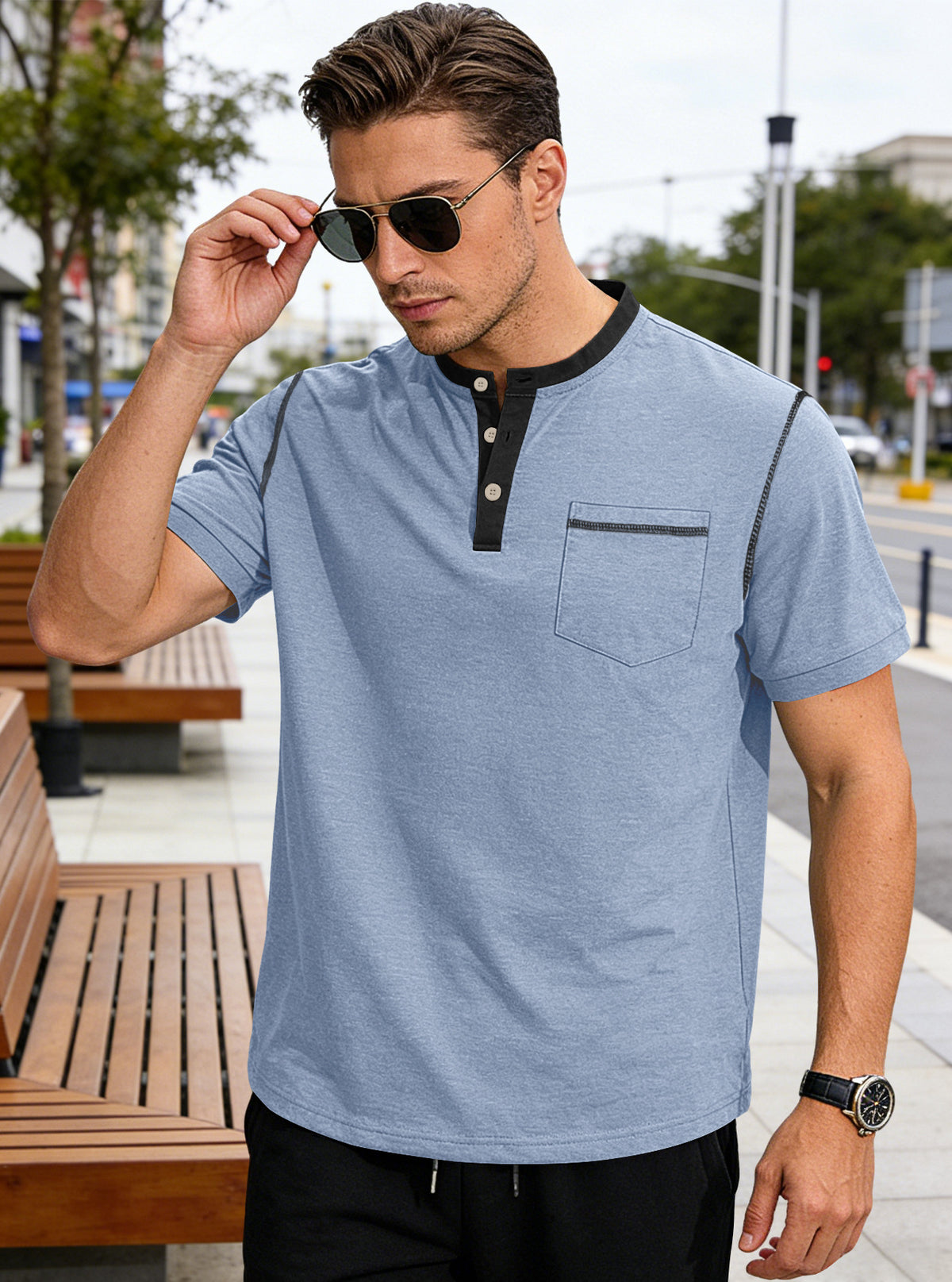 🏕️⛰️Ανδρικό καλοκαιρινό T-shirt-Απλό και μοντέρνο σχέδιο που ταιριάζει παντού.