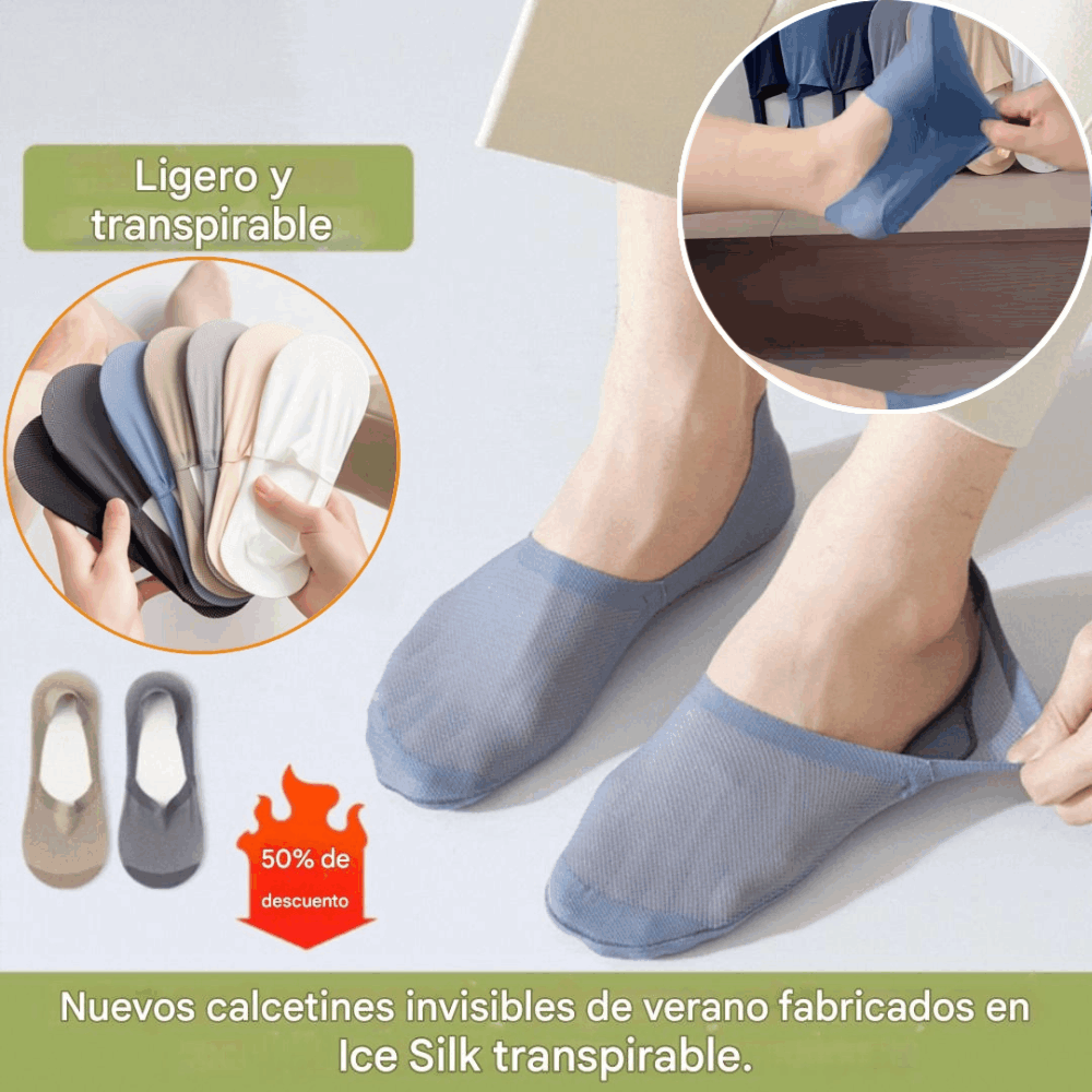 🛒🔥【37-44】Calcetines cortos de corte bajo de seda helada nuevos para hombre, resistentes a los olores y que absorben el sudor, transpirables y antideslizantes.