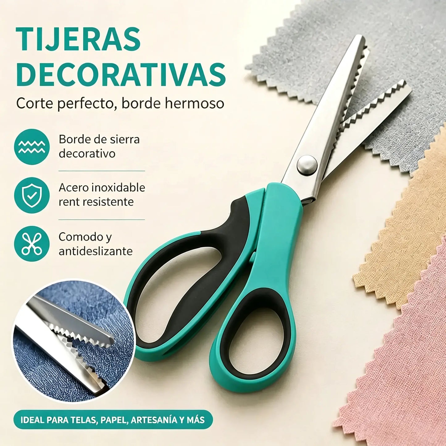 ✂️ Tijeras dentadas profesionales - Tijeras de tela afiladas y dentadas
