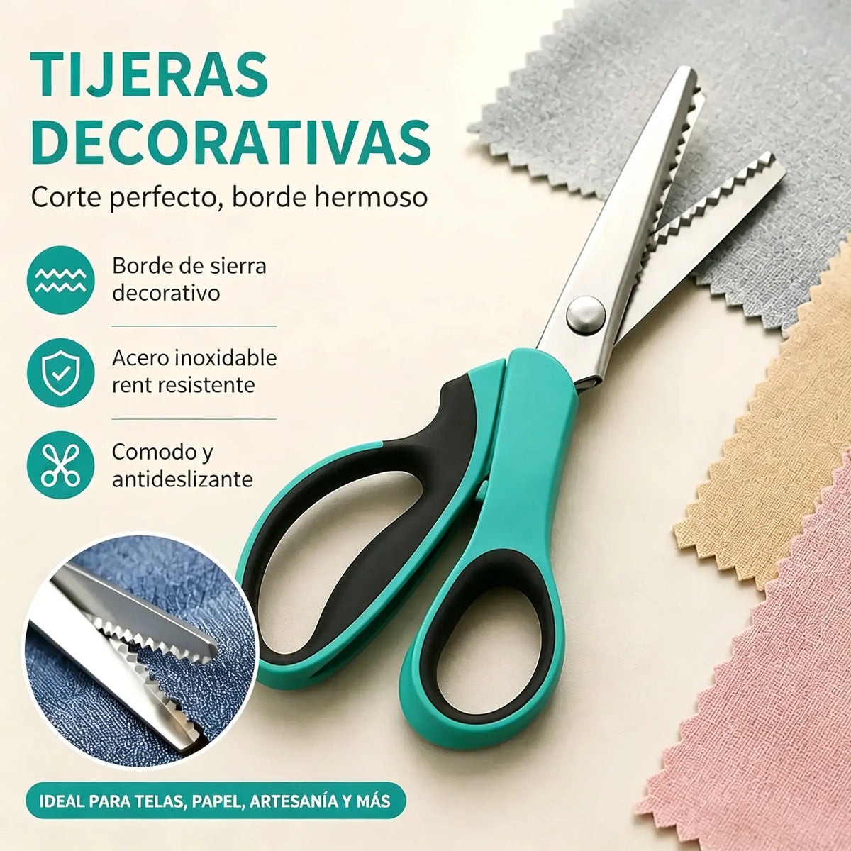 ✂️ Tijeras dentadas profesionales - Tijeras de tela afiladas y dentadas