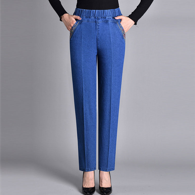 🔥👖【XL-5XL】Dámské ležérní rovné strečové džíny 4247305
