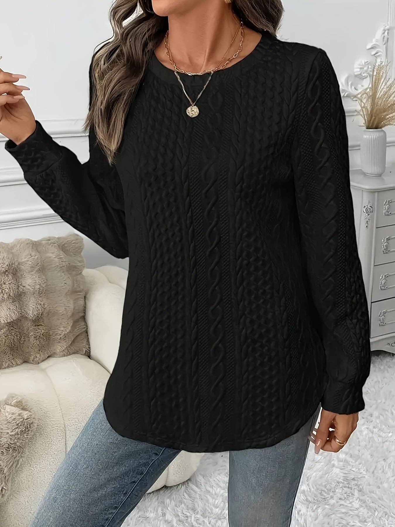 ✨❤️【L-6XL】Dámský volný jednobarevný svetr, ideální na podzim a zimu 4213318