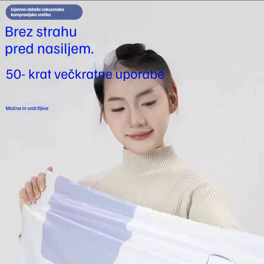 🧳【5-delni komplet】💨 Velika, stisljiva vakuumska vrečka za shranjevanje: črpalka ni potrebna, neprepustna in idealna za prihranek prostora v kovčkih in doma ✈️
