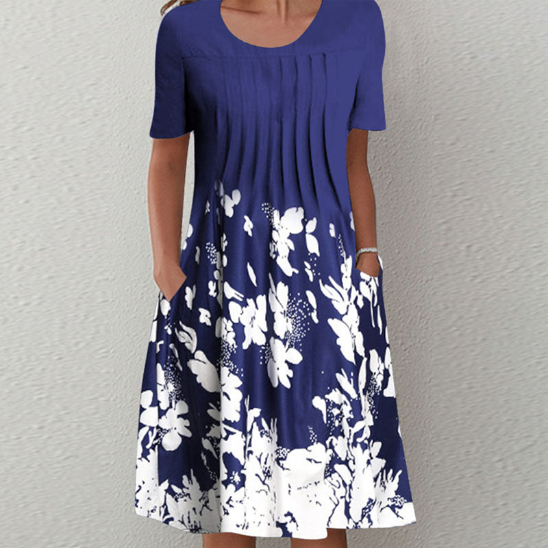 🦋 【S-3XL】Nova ženska obleka z okroglim izrezom in potiskom (S-3XL). 3705813