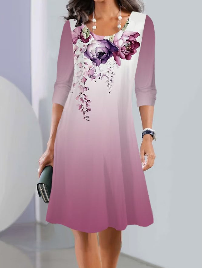 【S-3XL】🍂🍂Nova jesenska midi obleka z okroglim izrezom in dolgimi rokavi.