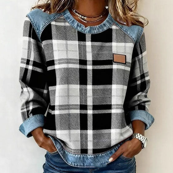 🎀🎀🎁【50% zniżki】Nowa bluza z nadrukiem i okrągłym dekoltem 4219385