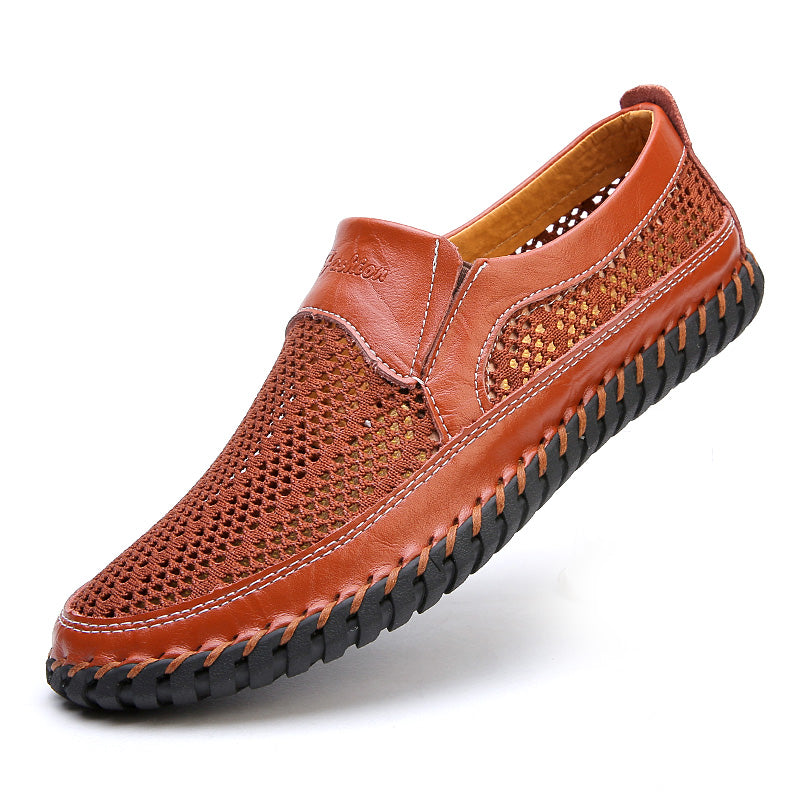 【38-48】👞Novi moški mrežasti usnjeni čevlji za pomlad in poletje - velika velikost - pravo goveje usnje, odporni na znoj in vonjave, zračni in udobni
