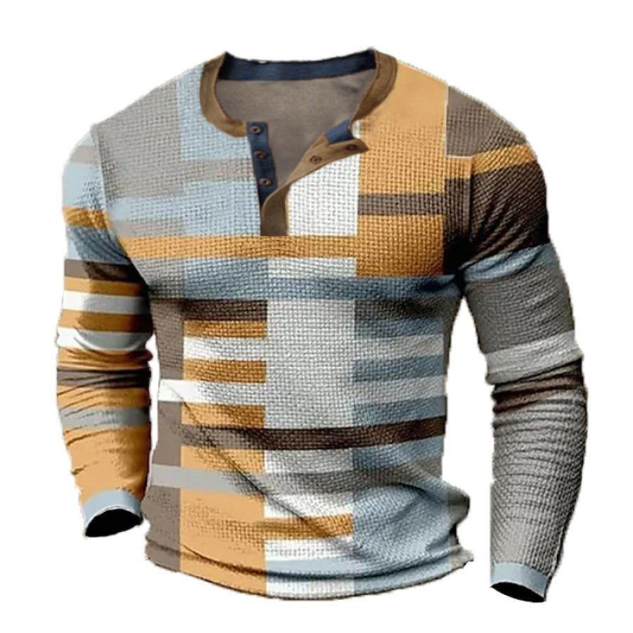 🌴【S-4XL】👔 Nová kolekce pánských košil s potiskem, dlouhé rukávy, uvolněný styl Henry, dostupné ve více barvách