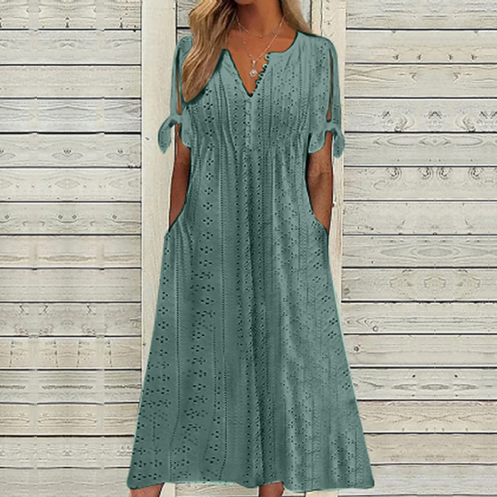 💋【🏆Best Seller】2026, Νέο κεντημένο ψηλόμεσο φόρεμα casual✅️ Με αντικαταβολή