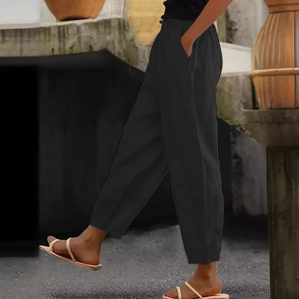 😍【S-5XL】💕Dámské bavlněné lněné ležérní kalhoty 4255188