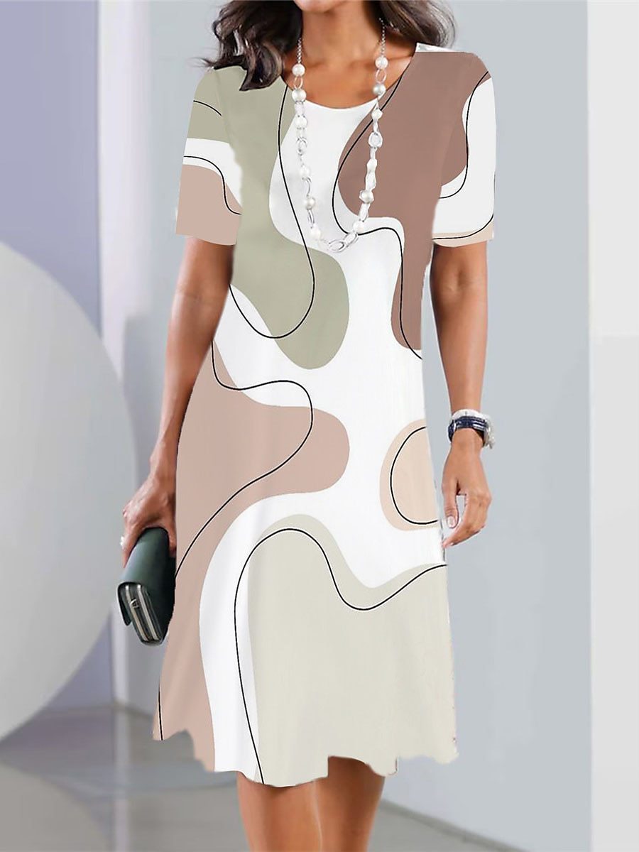 【XS-5XL】Elegantna in udobna obleka z okroglim izrezom 2025