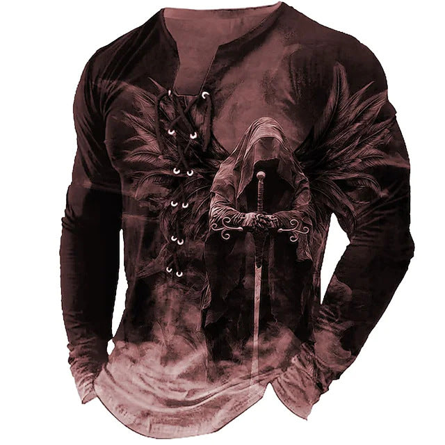 😎【S-4XL】 Moška 3D natisnjena casual levja majica Dolgi rokavi za udobje 3724836