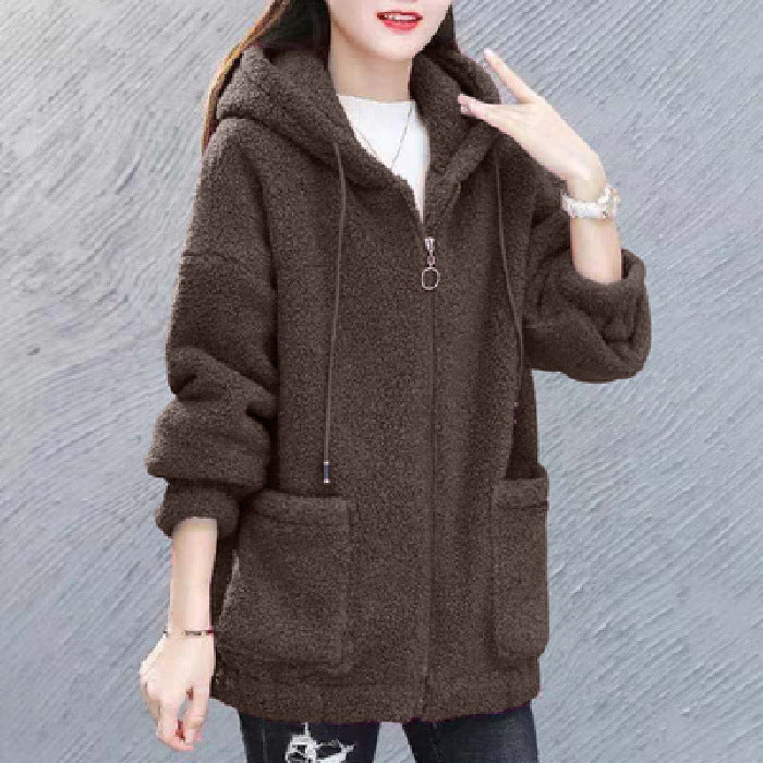 🔥✨【M-4XL】Nova zimska modna ženska jakna s plišasto in volneno kapuco za leto 2025.