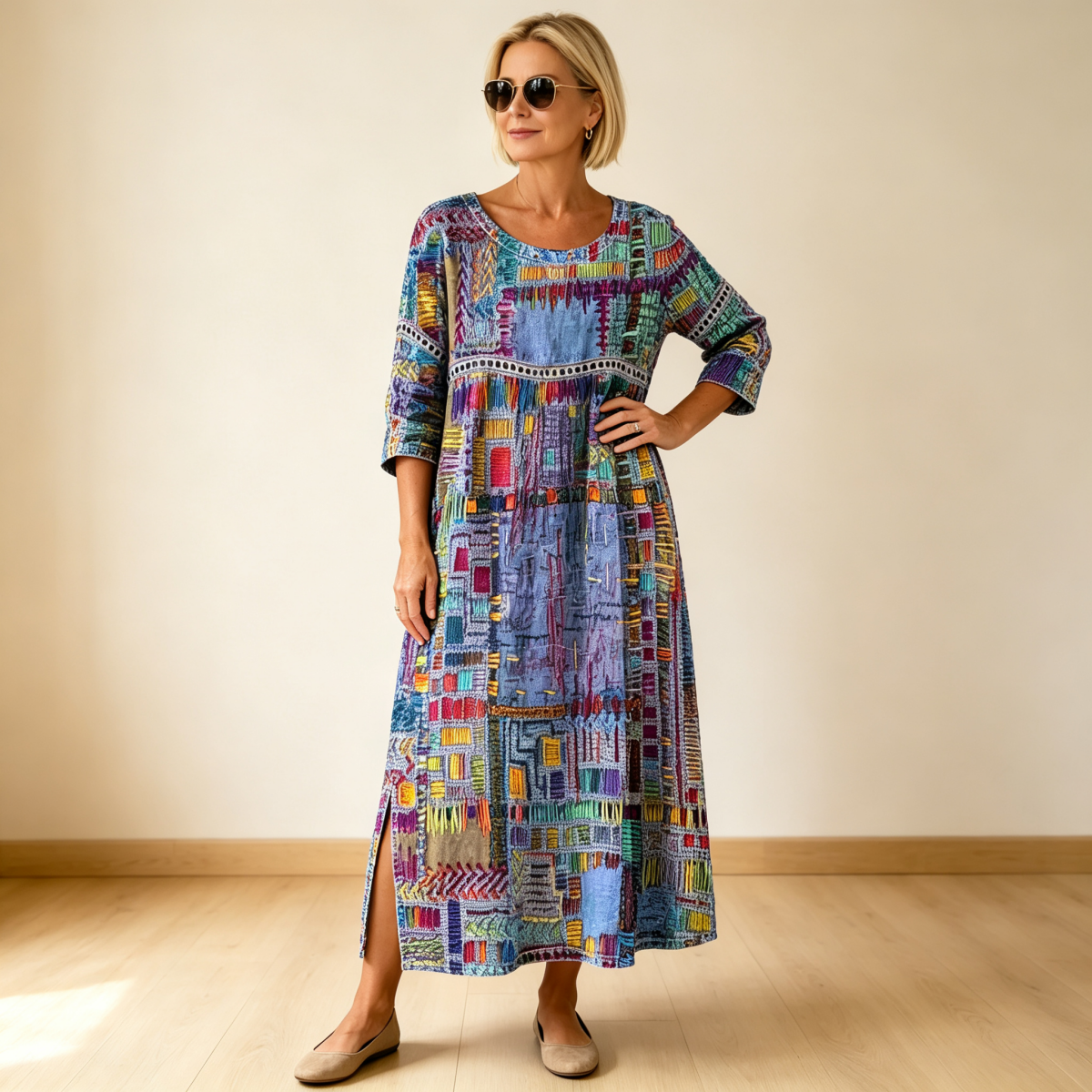 🌺✨ Ostatni dzień zniżki 50%!【S-5XL】Letnia sukienka w stylu retro z okrągłym dekoltem i nadrukiem – lekka, przewiewna, wyszczuplająca i łatwa w stylizacji.