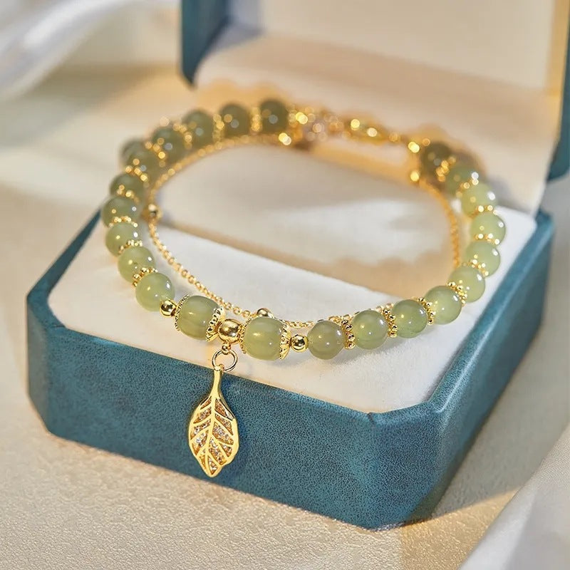 ✨【Último día, 60% de descuento】Nueva pulsera de jade hetiano de oro de 14 quilates