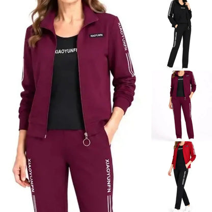 【M–6XL】Elegancja i absolutny komfort! Elegancki 3-częściowy komplet dresowy damski (Bluza na zamek + T-shirt)