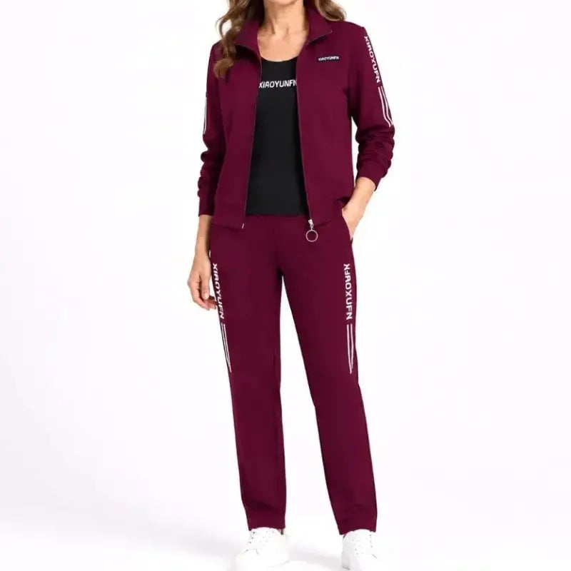 【M–6XL】Elegancja i absolutny komfort! Elegancki 3-częściowy komplet dresowy damski (Bluza na zamek + T-shirt)