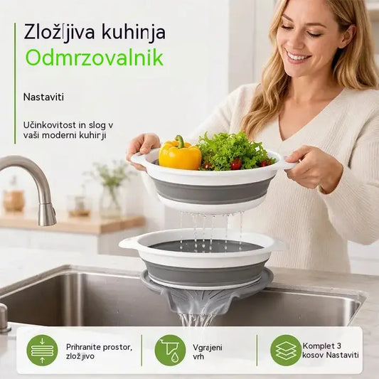 📢📢 1 komplet za 28 evrov ⏰ Komplet 3 zložljivih cedil z odcejalnim podstavkom