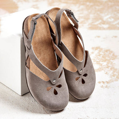 ✨✨【Oferta limitada】【35–44】Sandalias recreativas de cuero de alta calidad 2026 ✅ Punta redonda ✅ Suela plana