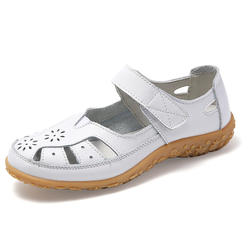 👡【36-42】Dámské elegantní a pohodlné ploché ortopedické sandály, vyrobené z měkké pravé kůže, pohodlné a prodyšné.