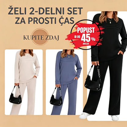 🔥【S-5XL】💖Ženski modni športno-ležerni komplet, visokokakovostna bombažna majica z dolgimi rokavi + hlače - E ✅️Plačilo ob dostavi