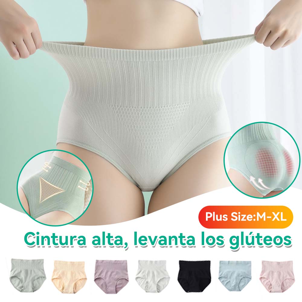 【7 artículos por solo 30 euros】Bragas antibacterianas impermeables con control de barriga y cintura alta para mujer_4309044