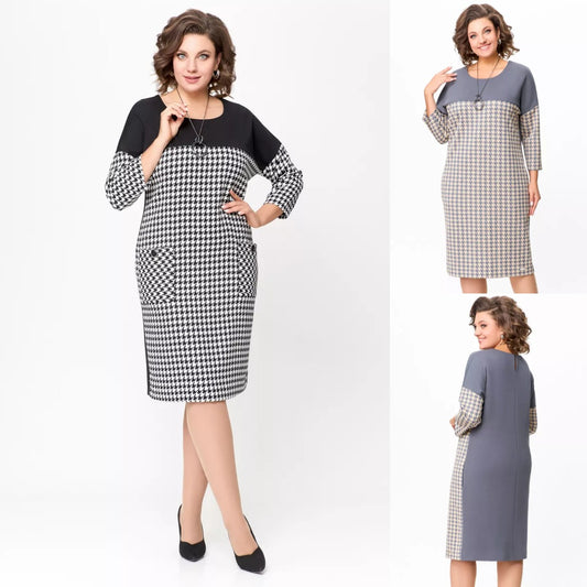 👗【S-5XL】❤️2024 nova večbarvna elegantna karirasta obleka 3759764