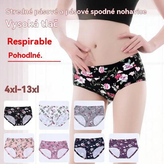 💕【7 kusů】Pohodlné bavlněné antibakteriální dámské spodní prádlo, módní potisky, plus size