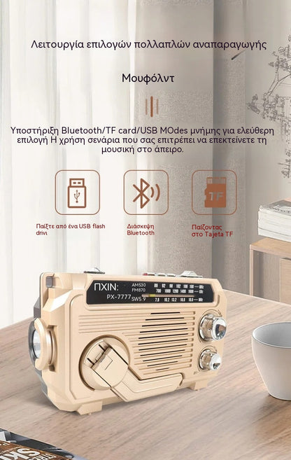 🏕️【Αγοράστε 1 και πάρτε 1 δωρεάν】Πολυλειτουργικός φορητός φακός με ραδιόφωνο AM
