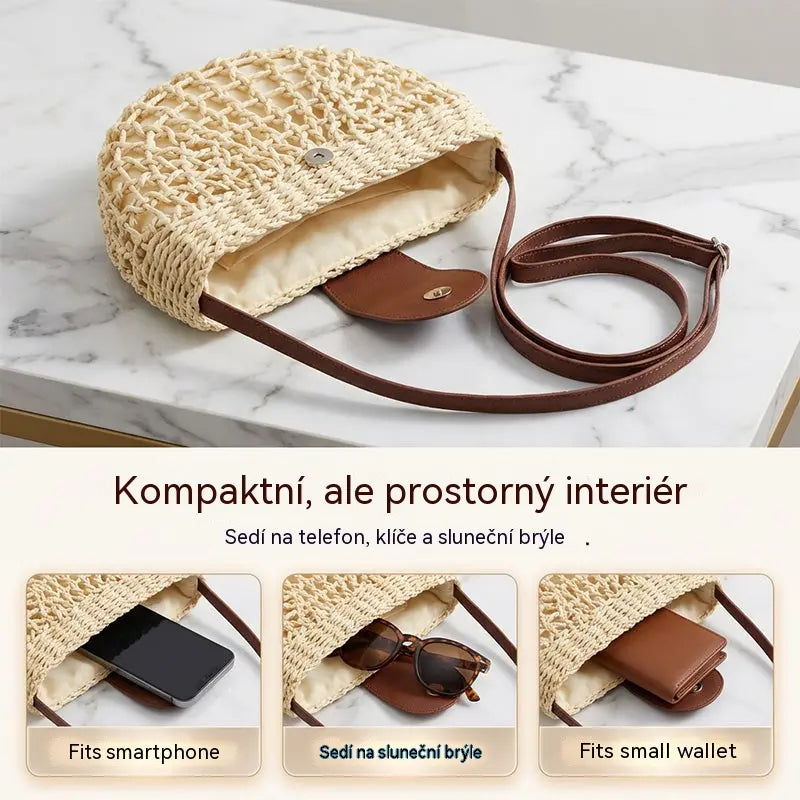 👜 ČASOVĚ OMEZENÁ SLEVA 50 %! ✨ Tkaná crossbody kabelka – boho styl, ručně tkaná, nastavitelná, lehká ✨