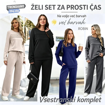 🔥【S-5XL】💖Ženski modni športno-ležerni komplet, visokokakovostna bombažna majica z dolgimi rokavi + hlače - E ✅️Plačilo ob dostavi