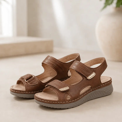 🌟👡【50% sleva 🔥】【36–43】Pohodlné a elegantní dámské klínové sandály s otevřenou špičkou – pásek na suchý zip