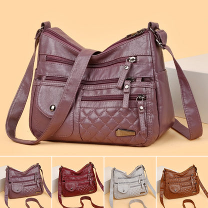 🔥【50% de descuento】Bolso de cuero suave de gran capacidad y múltiples capas para mujer